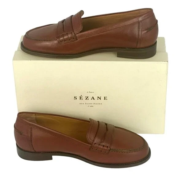 New Sézane André Mocassins Loafers Naturel Heritage Brown Leather  EU 38 / US 7 - Picture 2 of 10